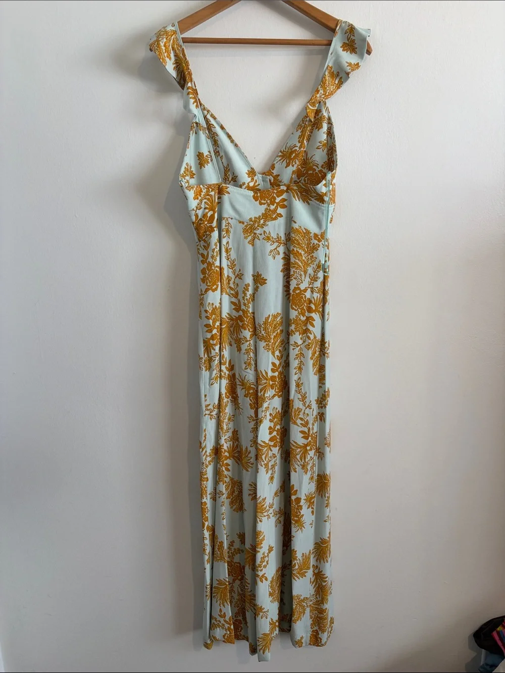 NWT Free People White Jumpsuit with Mustard Floral Print